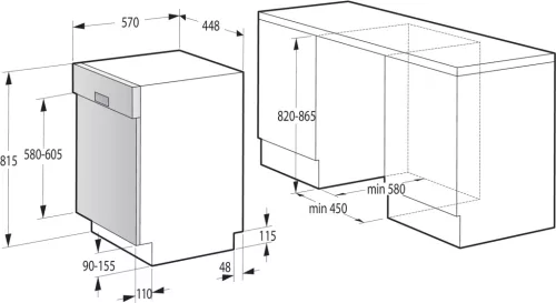 Gorenje GI561D10S beépíthető kezelőpaneles mosogatógép, 11 teríték, 3 fiók (45 cm)
