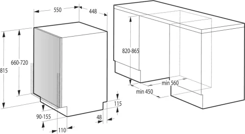 Gorenje GV520E10 beépíthető mosogatógép, 3. fiók, 11 teríték (45 cm)