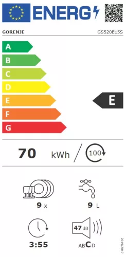 Gorenje GS520E15S mosogatógép, ezüst, 9 teríték (45 cm)