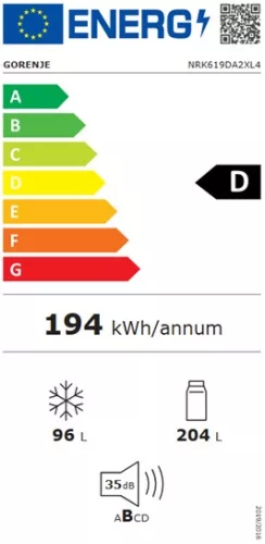 Gorenje NRK619DA2XL4 alulfagyasztós hűtőszekrény, 204/96 liter, inox, NO FROST