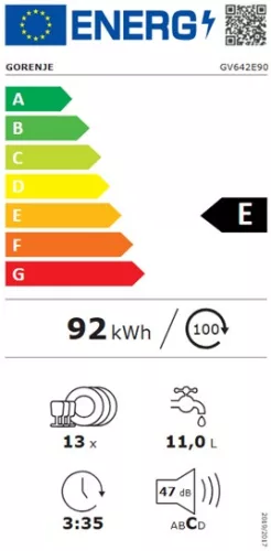 Gorenje GV642E90 beépíthető mosogatógép, 13 teríték (60 cm)
