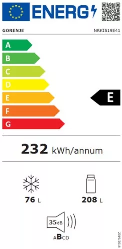 Gorenje NRKI519E41 beépíthető hűtőszekrény, 208/76 liter, NO FROST, INVERTER