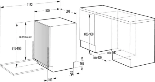 Gorenje GV663B65 beépíthető mosogatógép, 3 fiók, 16 teríték (60 cm)