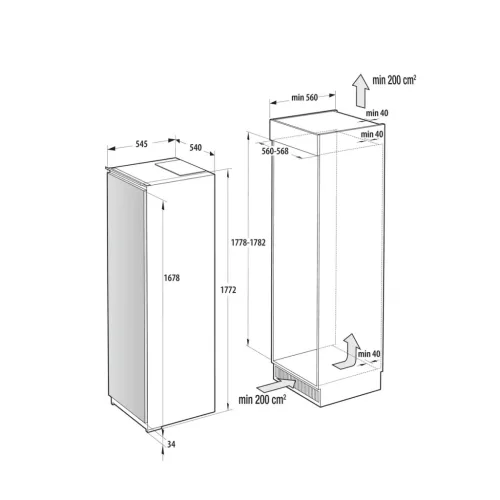 Gorenje FNCI517E41WF beépíthető fagyasztószekrény, 235 liter, NO FROST