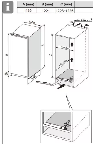 Gorenje RBI512E21 beépíthető hűtőszekrény, 163/16 liter