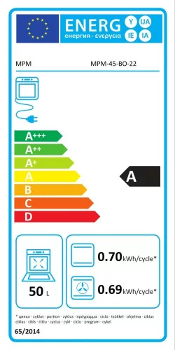 MPM MPM-45-BO-22 keskeny beépíthető sütő (45 cm)