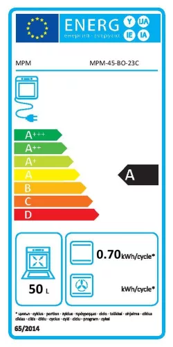 MPM MPM-45-BO-23C keskeny beépíthető sütő (45 cm)