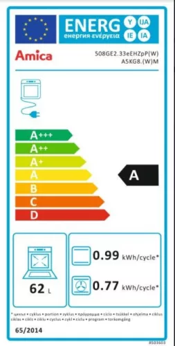 Amica 55343 (A5KG8.(W)M) kombinált tűzhely, hőlégkeverés, fehér