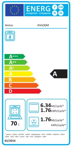 Amica 55347 (A5G(X)M) gáztűzhely, inox