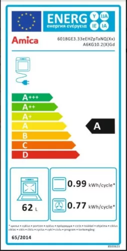 Amica A6KG10.2(X)GD kombinált tűzhely, inox, 60 cm