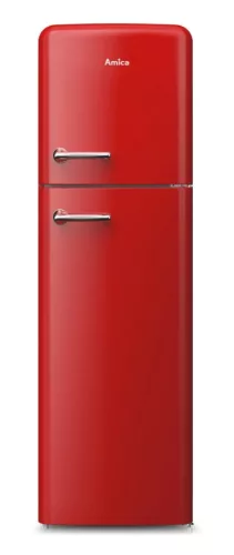 Amica FD280.3FR(E) felülfagyasztós retro hűtőszekrény, 201/54 liter, NO FROST, piros