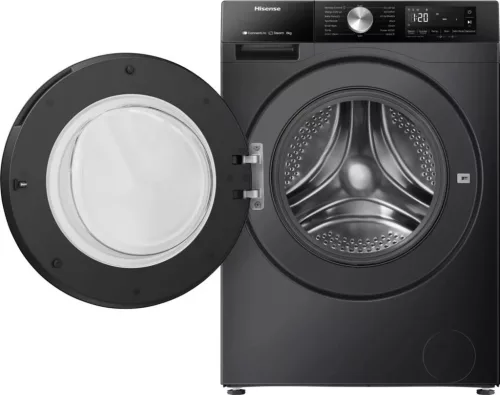 Hisense WF3S8043BB3 elöltöltős mosógép, 8 kg, 1400 centrifuga, INVERTER, fekete