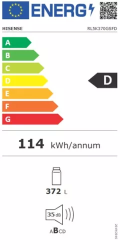 Hisense RL5K370GSFD hűtőszekrény, 372 liter, fekete