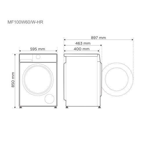 Midea MF100W60/W-HR keskeny elöltöltős mosógép, 6 kg, 1000 centrifuga