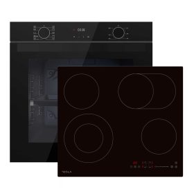   Tesla BO900FBFA beépíthető sütő, FryArt + Tesla HV6411MX beépíthető kerámia főzőlap