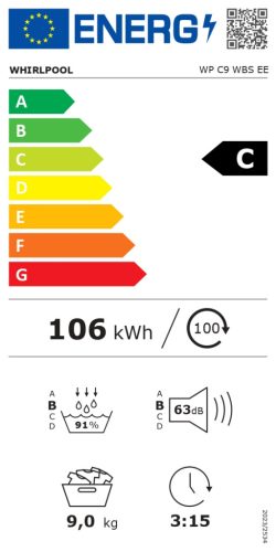 Whirlpool WP C9 WBS EE hőszivattyús szárítógép, 9 kg