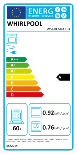 Whirlpool W5G8LMTA HU kombinált tűzhely, hőlégkeverés, antracit