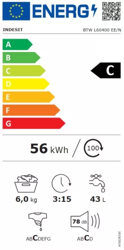 Indesit BTW L60400 EE/N felültöltős mosógép, 6 kg, 1000 centrifuga