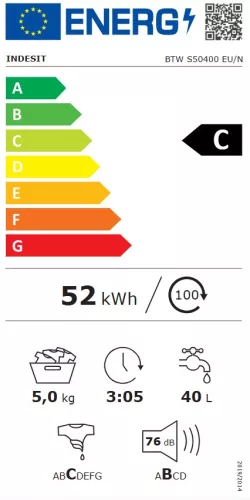 Indesit BTW S50400 EU/N felültöltős mosógép, 5 kg, 1000 centrifuga
