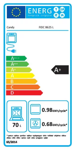 Candy F IDCP B625 L beépíthető sütő, fehér