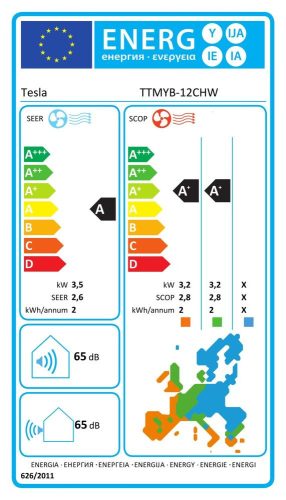 Tesla TTMYB-12CHW hűtő/fűtő mobil klíma, 3.5/3.2 kW