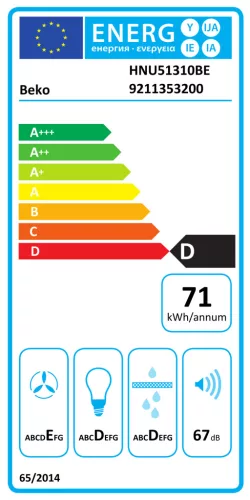 Beko HNU51310BE beépíthető páraelszívó, 50 cm, fekete