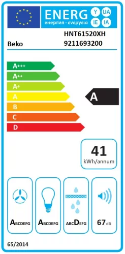 Beko HNT61520XH beépíthető páraelszívó, 60 cm, inox