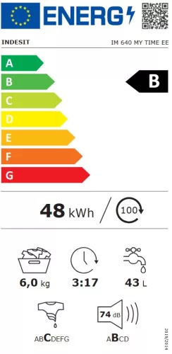 Indesit IM 640 MY TIME EE elöltöltős mosógép, 6 kg, 1000 centrifuga, INVERTER