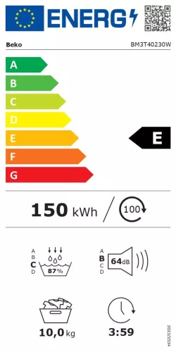 Beko BM3T40230W hőszivattyús szárítógép, 10 kg