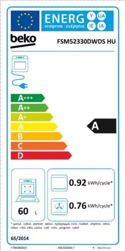 Beko FSM52330DWDS HU kombinált tűzhely, hőlégkeverés, fehér