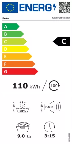 Beko BM5T692C9WBB hőszivattyús szárítógép, 9 kg