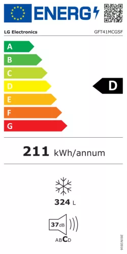 LG GFT41MCGSF fagyasztószekrény, 324 liter, NO FROST, fekete, INVERTER